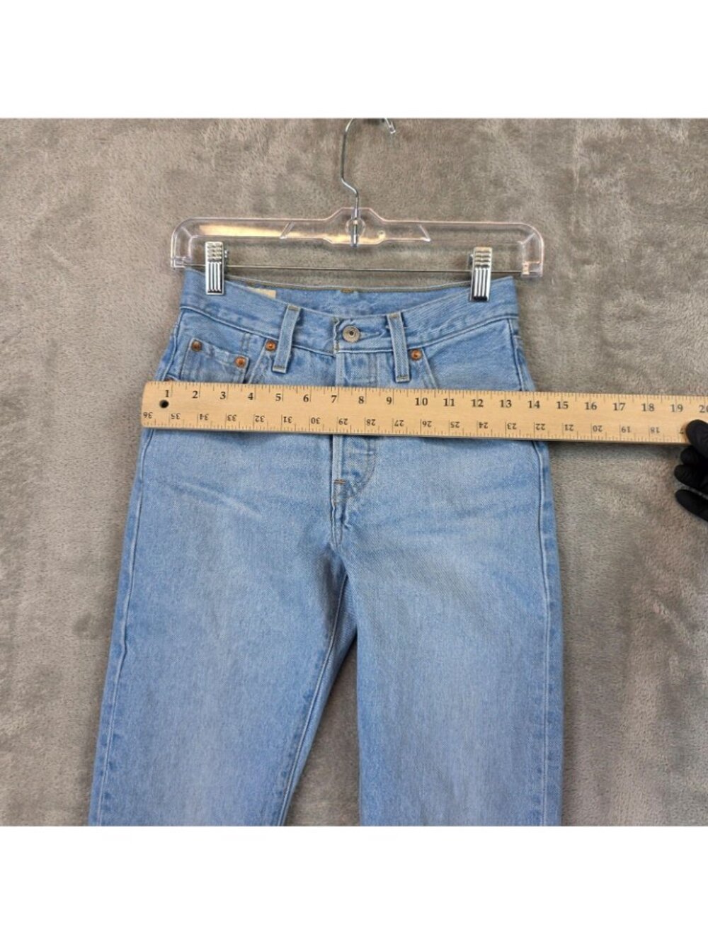 Levis Premium 501 Straight Jeans Womens W23 Blue Light Wash High Rise Denim - Picture 12 of 16